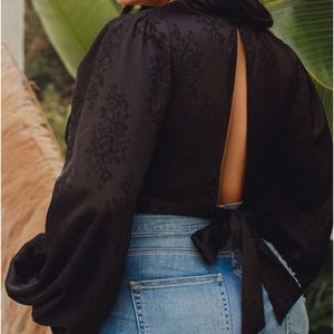 Black Floral crop top with back tie